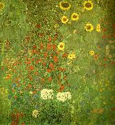 Gustav Klimt tradgard med solrosor oil painting on canvas